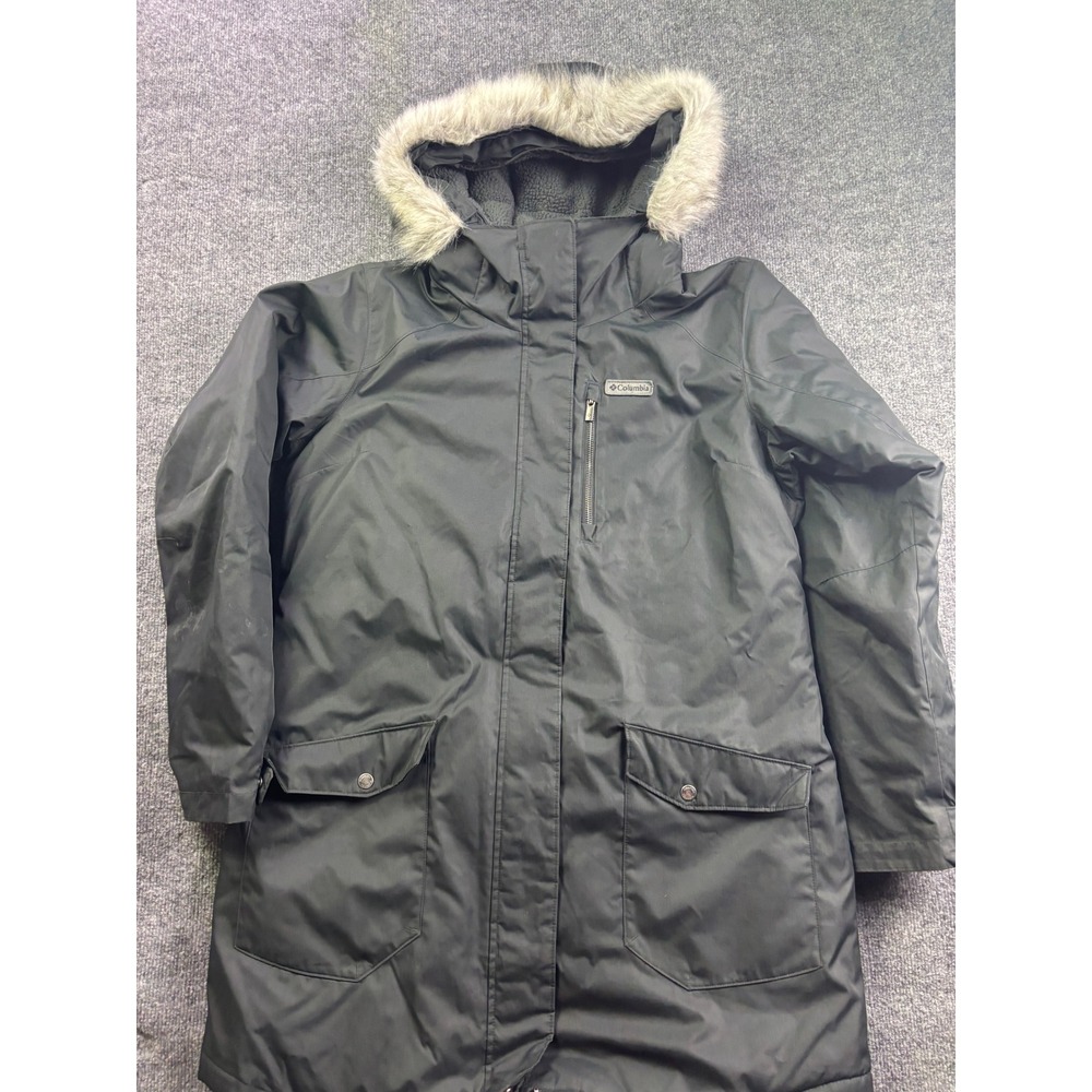 Columbia Winter Parka Jacket Womens XL Black Omni-Heat Faux Fur Hood WL0885